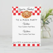 Aangepaste tekst Pizza Party|Leuk Rood Wit Checker Kaart (Staand voorkant)