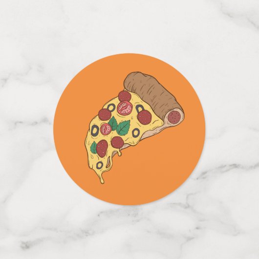 Aangepaste tekst Pizza Party tafel confetti (Kleine voorkant)