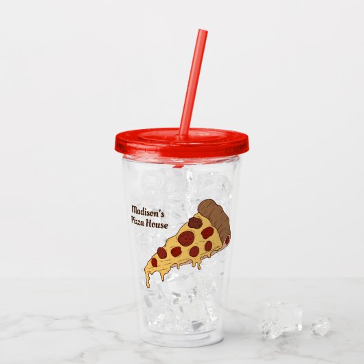 Aangepaste tekst Pizza Segmenten tumblers Acryl Drinkbeker (Achterkant ijs)