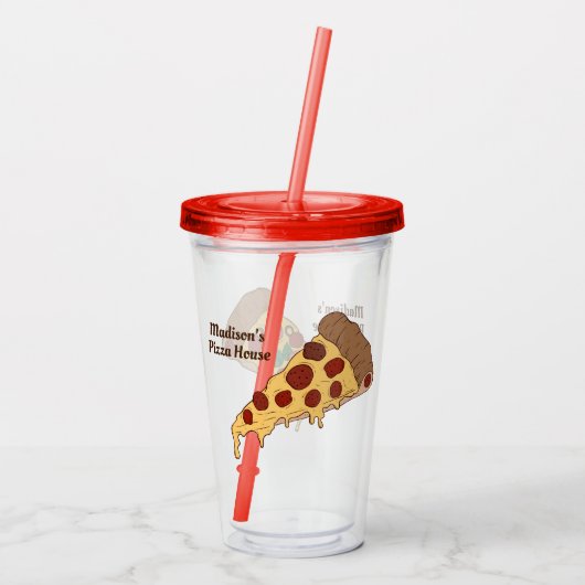 Aangepaste tekst Pizza Segmenten tumblers Acryl Drinkbeker (Achterkant)
