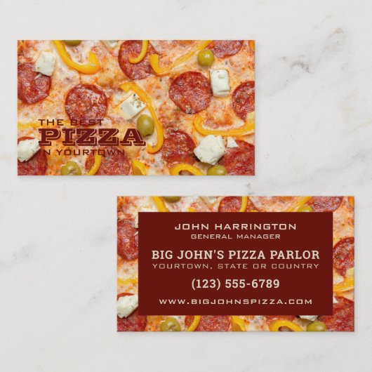 Aangepaste tekst PIZZA-visitekaartjes Visitekaartje (Voorkant / Achterkant)