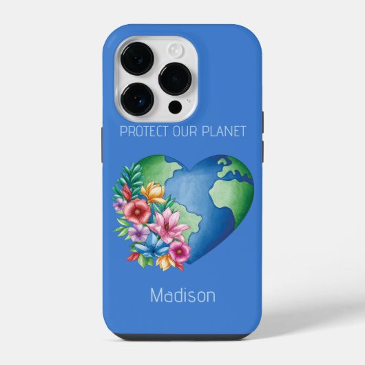 Aangepaste tekst Planeet Aarde Hart iPhone Hoesje (Achterkant)