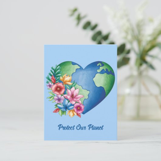 Aangepaste tekst Planet Earth Heart Briefkaart (Staand voorkant)