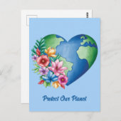 Aangepaste tekst Planet Earth Heart Briefkaart (Voorkant / Achterkant)