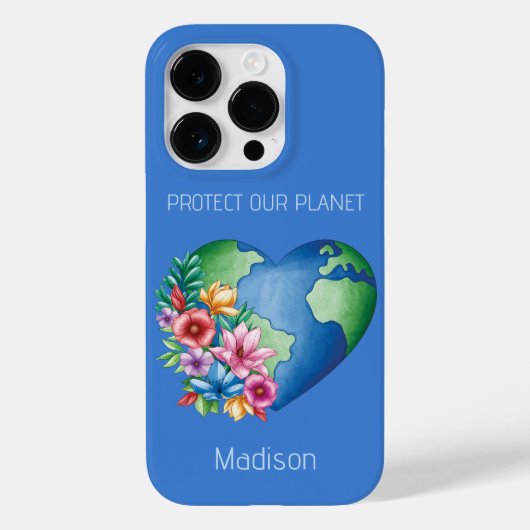 Aangepaste tekst Planet Earth Heart Case-Mate iPhone Case (Achterkant)