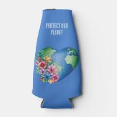 Aangepaste tekst Planet Earth Heart Flesjeskoeler (Voorkant)