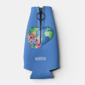 Aangepaste tekst Planet Earth Heart Flesjeskoeler (Achterkant)