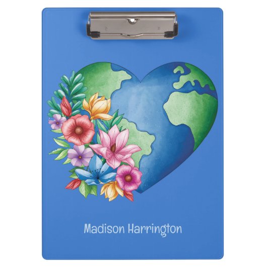 Aangepaste tekst Planet Earth Heart Klembord (Voorkant)