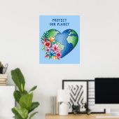 Aangepaste tekst Planet Earth Heart Poster (Thuiskantoor)