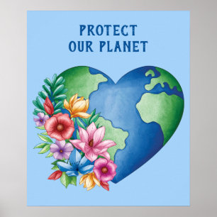 Aangepaste tekst Planet Earth Heart Poster
