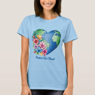 Aangepaste tekst Planet Earth Heart T-shirt