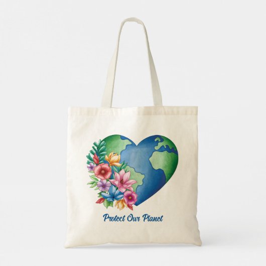 Aangepaste tekst Planet Earth Heart Tote Bag (Achterkant)