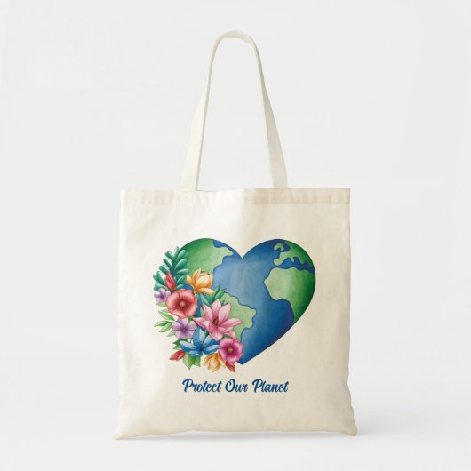 Aangepaste tekst Planet Earth Heart Tote Bag (Voorkant)