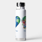 Aangepaste tekst Planet Earth Heart Waterfles (Rechts)