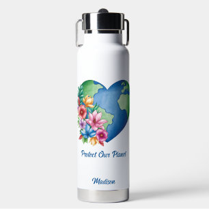 Aangepaste tekst Planet Earth Heart Waterfles
