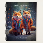 Aangepaste tekst planner Leuke vossen gekleed in e (Voorkant)