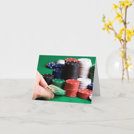 Aangepaste tekst Poker speler wenskaart Kaart (Gele Bloem)