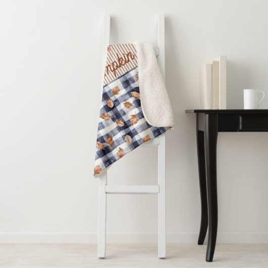 Aangepaste Tekst Pompoen Herfst Herfst Boerderij Sherpa Deken (In situ)