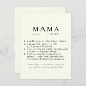 Aangepaste tekst Pools Mum Kaart - MAMA Definition (Voorkant / Achterkant)