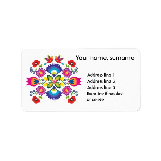 Aangepaste tekst Poolse folklore Wycinanki Etiket (Voorkant)