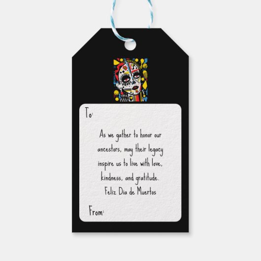 Aangepaste tekst 💀 Pop Art Calavera Cadeaulabel (Achterkant)