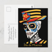 Aangepaste tekst 💀 Pop Art Calavera in pet Briefkaart (Voorkant / Achterkant)