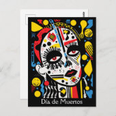 Aangepaste tekst 💀 Pop Art Calavera in pet Briefkaart (Voorkant / Achterkant)