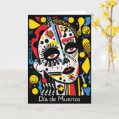 Aangepaste tekst 💀 Pop Art Calavera Kaart (Gele Bloem)