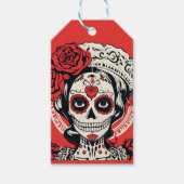 Aangepaste tekst 💀 Pop Art Calavera rood & wit Cadeaulabel (Voorkant)