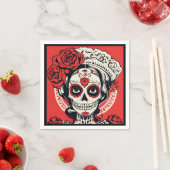 Aangepaste tekst 💀 Pop Art Calavera rood & wit Servet (Insitu)