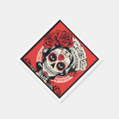 Aangepaste tekst 💀 Pop Art Calavera rood & wit Servet (Hoek)