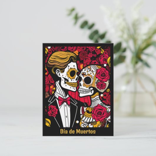Aangepaste tekst 💀 Pop Día de Muertos Briefkaart (Staand voorkant)