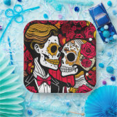 Aangepaste tekst 💀 Pop Día de Muertos Papieren Bordje (Feest)
