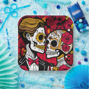 Aangepaste tekst 💀 Pop Día de Muertos Papieren Bordje