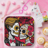 Aangepaste tekst 💀 Pop Día de Muertos Papieren Bordje (Feest)