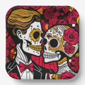 Aangepaste tekst 💀 Pop Día de Muertos Papieren Bordje (Voorkant)