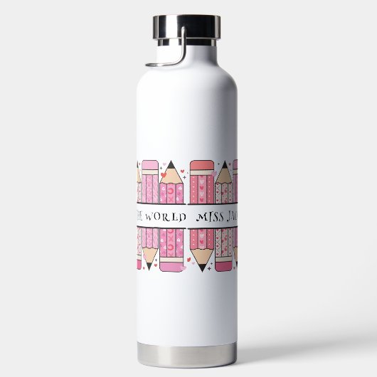 Aangepaste tekst potlood leraar waterfles (Rechts)