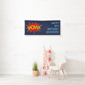 Aangepaste tekst "POW" Superheld Comic Book Sjablo Spandoek (Insitu)