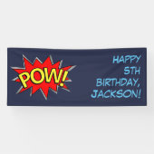 Aangepaste tekst "POW" Superheld Comic Book Sjablo Spandoek (Horizontaal)