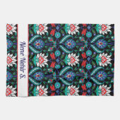 Aangepaste tekst 💙 🖤 prachtig Iznik Turks patroo Theedoek (Horizontaal)