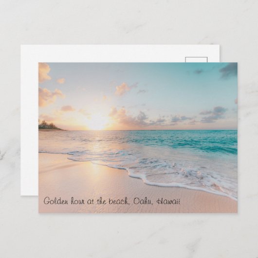 Aangepaste tekst prachtige Golden Hour Oahu Hawaii Briefkaart (Voorkant / Achterkant)