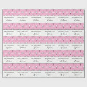 Aangepaste tekst Preppy Roze Witte Strik Golf Patr Cadeaupapier (Vlak)