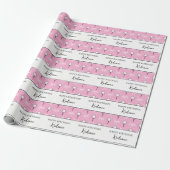 Aangepaste tekst Preppy Roze Witte Strik Golf Patr Cadeaupapier (Uitgerold)