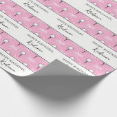 Aangepaste tekst Preppy Roze Witte Strik Golf Patr Cadeaupapier (Hoek)
