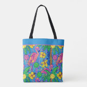 Aangepaste tekst Preppy Tropische pickleballs Tote Bag (Achterkant)