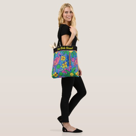 Aangepaste tekst Preppy Tropische pickleballs Tote Bag (Op model)