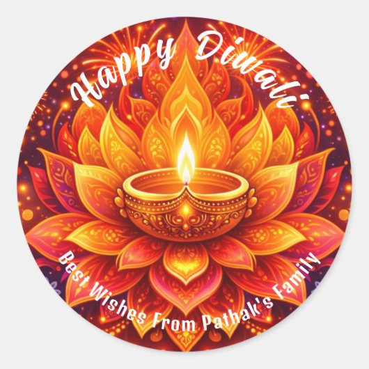 Aangepaste tekst, Prettig Divali Ronde Sticker (Voorkant)