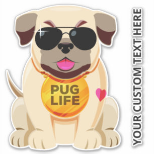 Aangepaste tekst Pug Life sticker