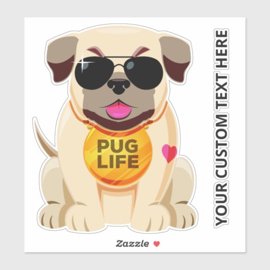 Aangepaste tekst Pug Life sticker (Vel)