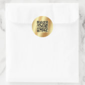 Aangepaste tekst QR Code Gold Upload uw Logo naar Ronde Sticker (Tas)